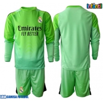 Camisa de Futebol Real Madrid Goleiro Equipamento Secundário Infantil 2025-26 Manga Comprida (+ Calças curtas)